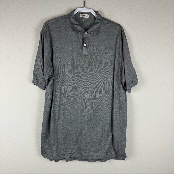 Peter Millar Black Gray Micro Stripe Nanoluxe Golf Short Sleeve Polo Shirt XL - Picture 1 of 5